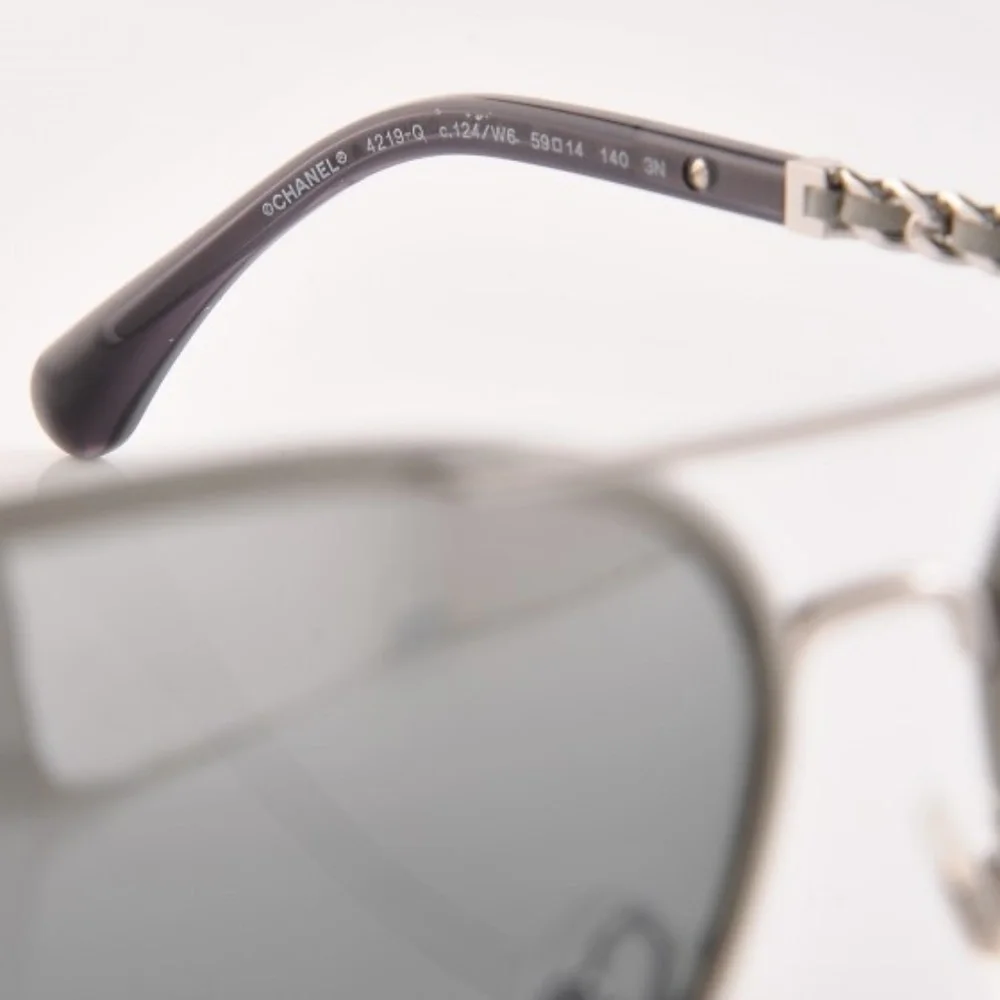 CHANEL Pilot Gray Calfskin Sunglasses 4219-Q